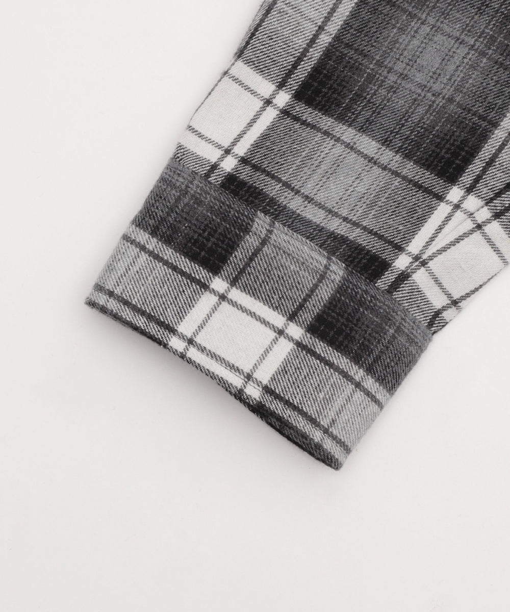 オンブレチェックフードネルシャツ（LS）