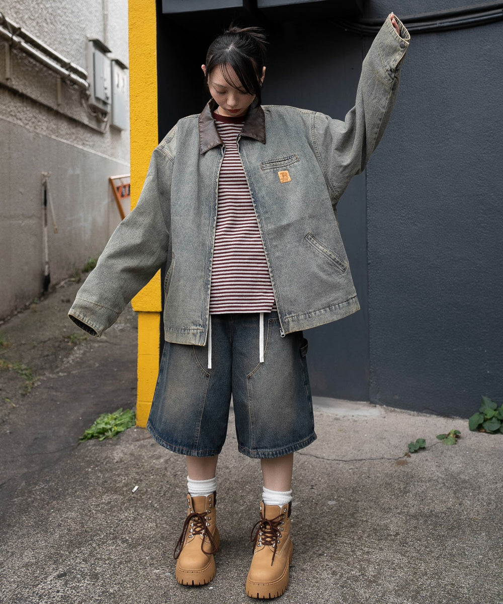 デニム淡加工　モデル：159cm L着用