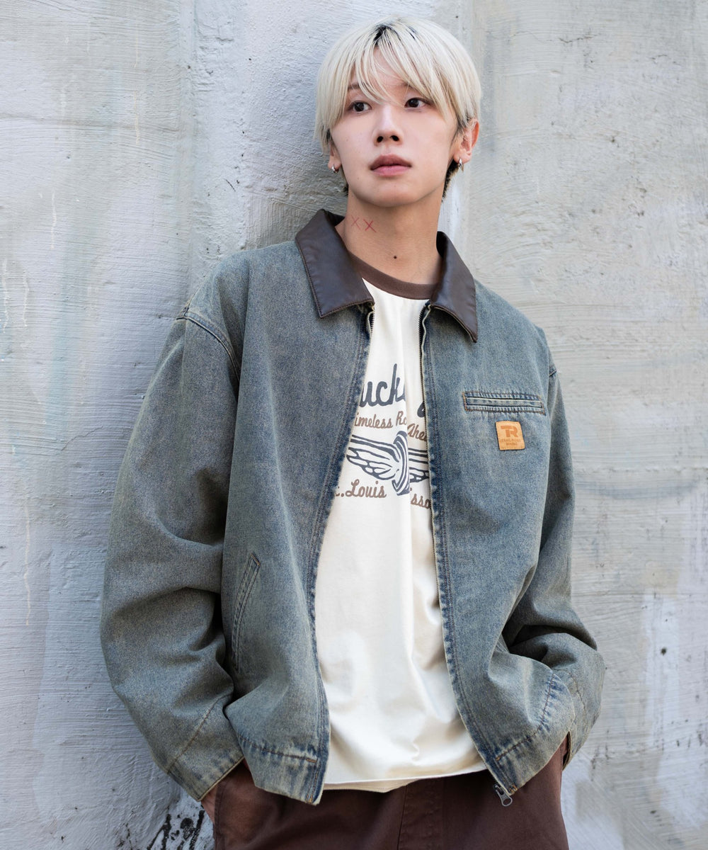 デニム淡加工 モデル：175cm L着用