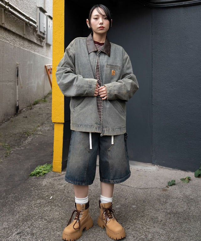 デニム淡加工　モデル：159cm L着用