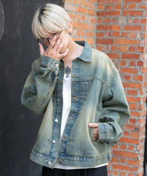 デニム淡加工 モデル：175cm L着用