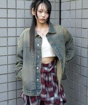 デニム淡加工　モデル：159cm M着用