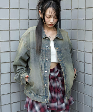 デニム淡加工　モデル：159cm M着用