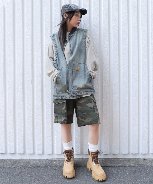 デニム淡加工 モデル：159cm L着用