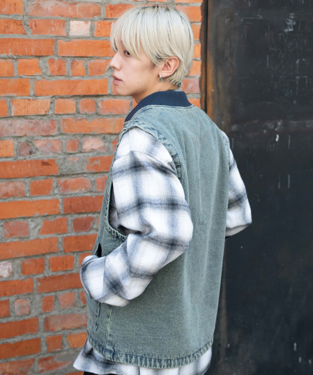 デニム淡加工 モデル：175cm L着用
