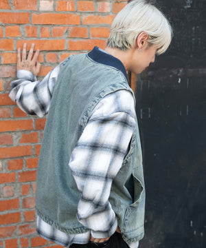 デニム淡加工 モデル：175cm L着用