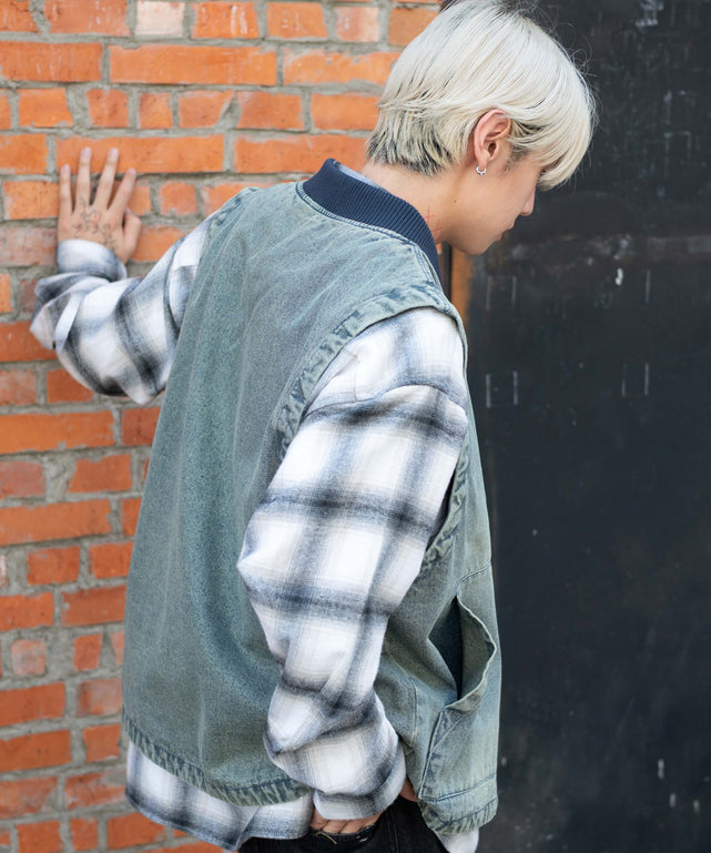 デニム淡加工 モデル：175cm L着用