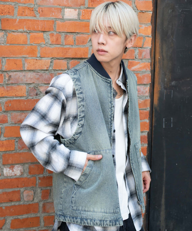 デニム淡加工 モデル：175cm L着用