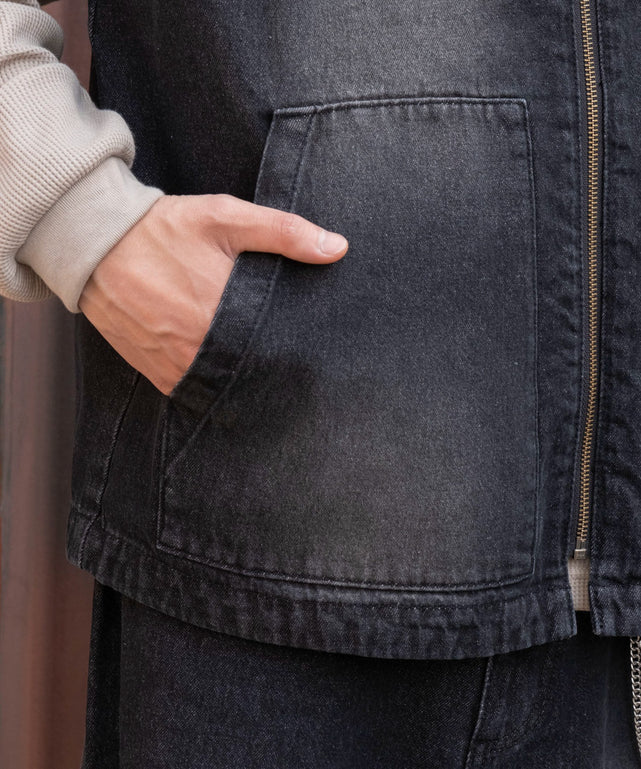 ワーカーズZIPデニムベスト