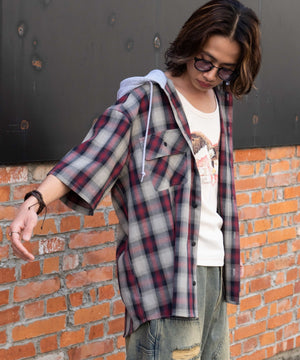 レッドチェック1 モデル：175cm L着用