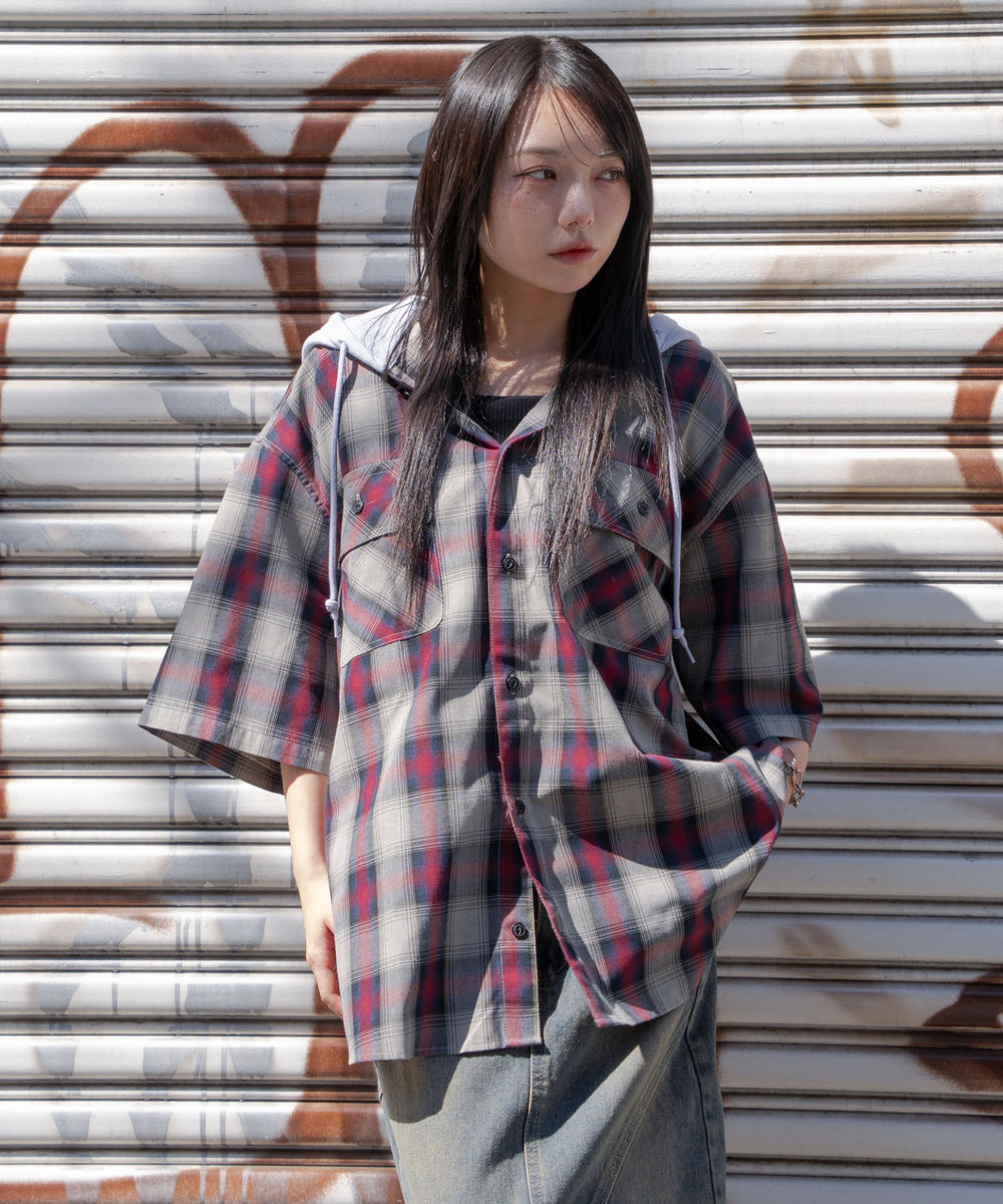 レッドチェック1　モデル:159cm M着用