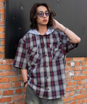 レッドチェック1 モデル：175cm L着用