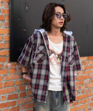 レッドチェック1 モデル：175cm L着用