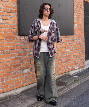 レッドチェック1 モデル：175cm L着用