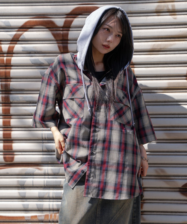 レッドチェック1　モデル:159cm M着用