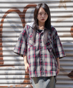 レッドチェック1　モデル:159cm M着用
