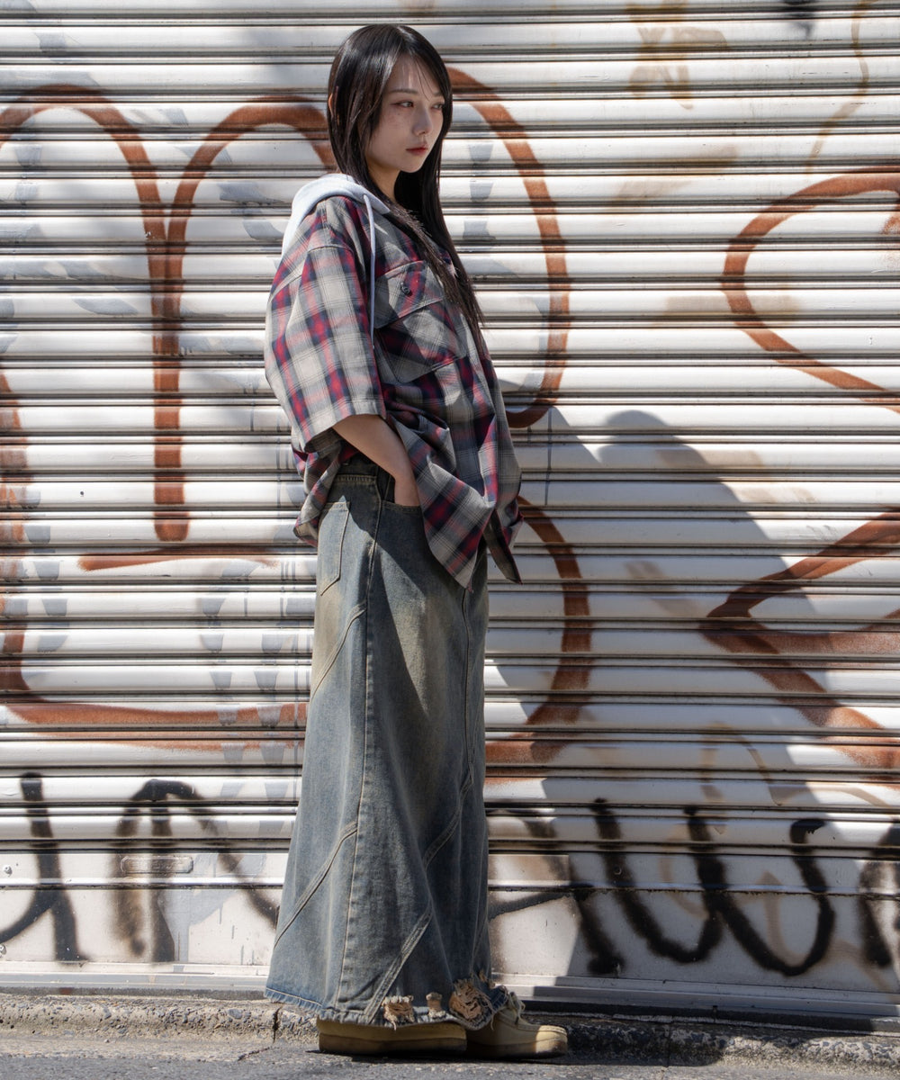 レッドチェック1　モデル:159cm M着用