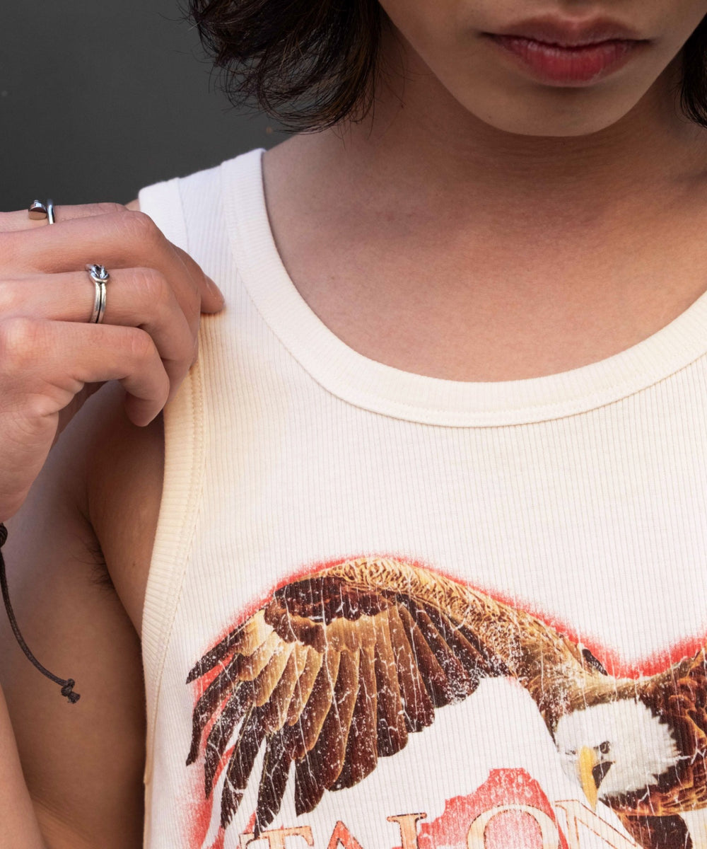 グラフィックリブタンクトップ