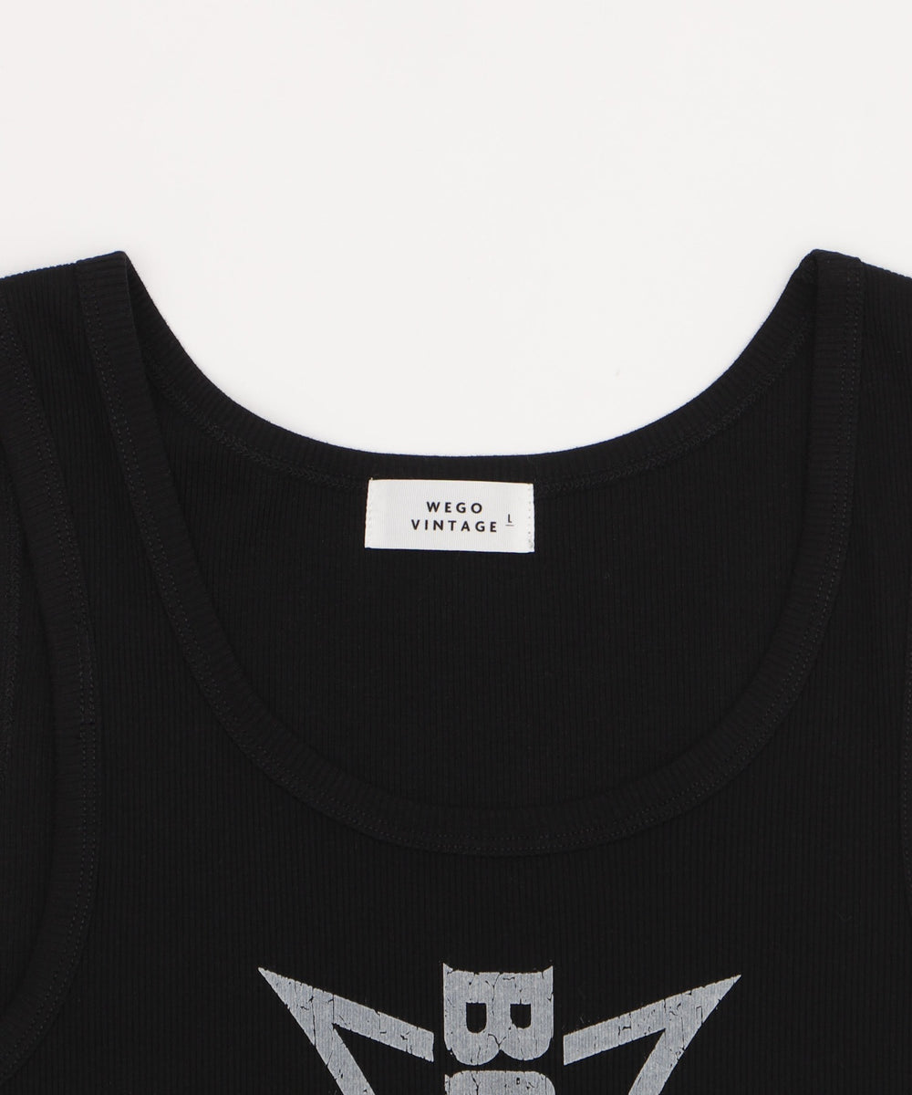 グラフィックリブタンクトップ