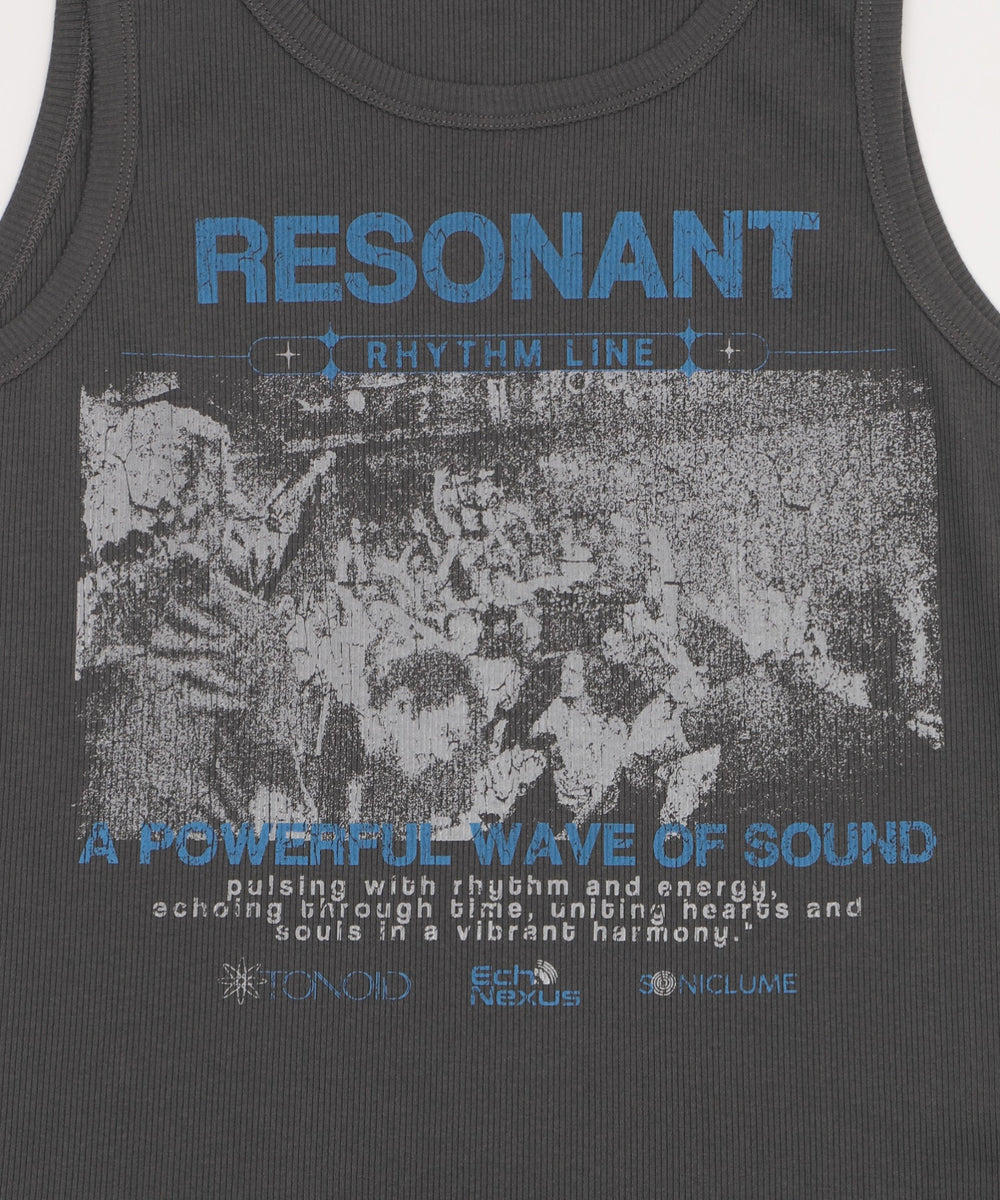 グラフィックリブタンクトップ