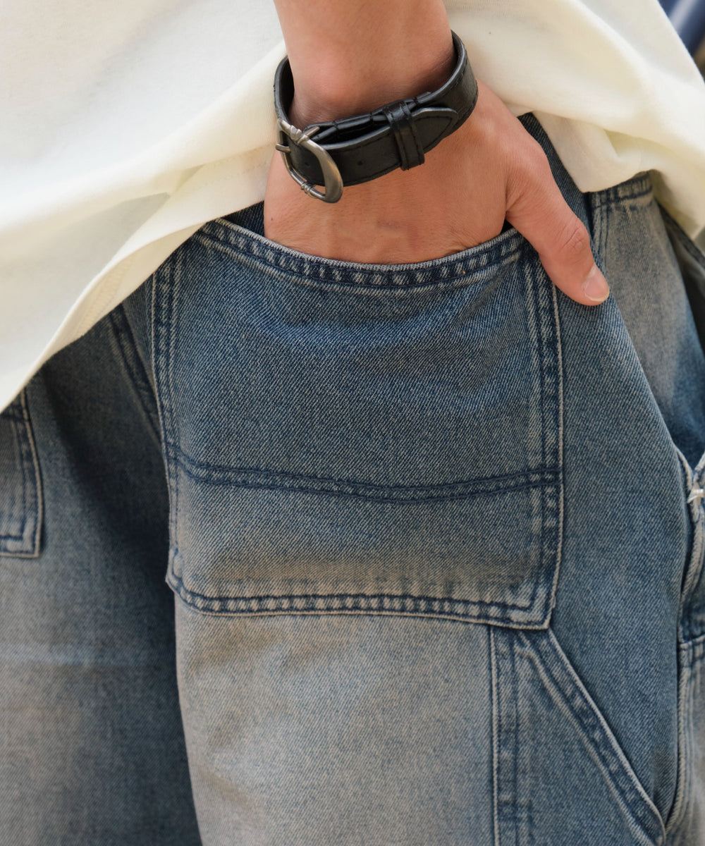 ダブルニーダメージデニムショーツ