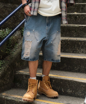 デニム中濃加工 モデル：175cm L着用