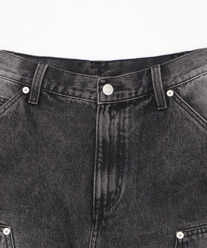 ダブルニーダメージデニムショーツ