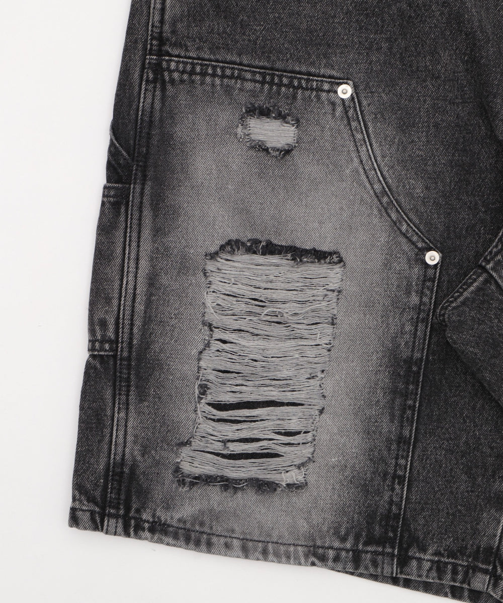 ダブルニーダメージデニムショーツ