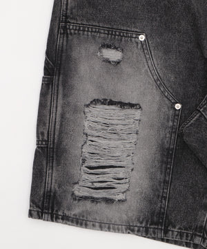 ダブルニーダメージデニムショーツ