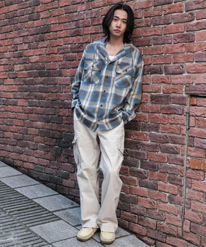 ブルーチェック1　モデル:175cm L着用