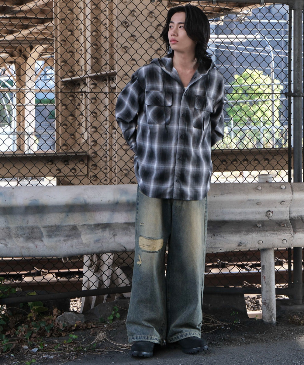 ブラックチェック1　モデル:175cm L着用