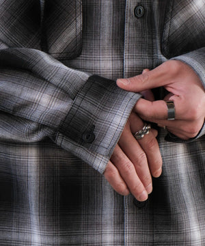 オンブレチェックフードシャツ（LS）