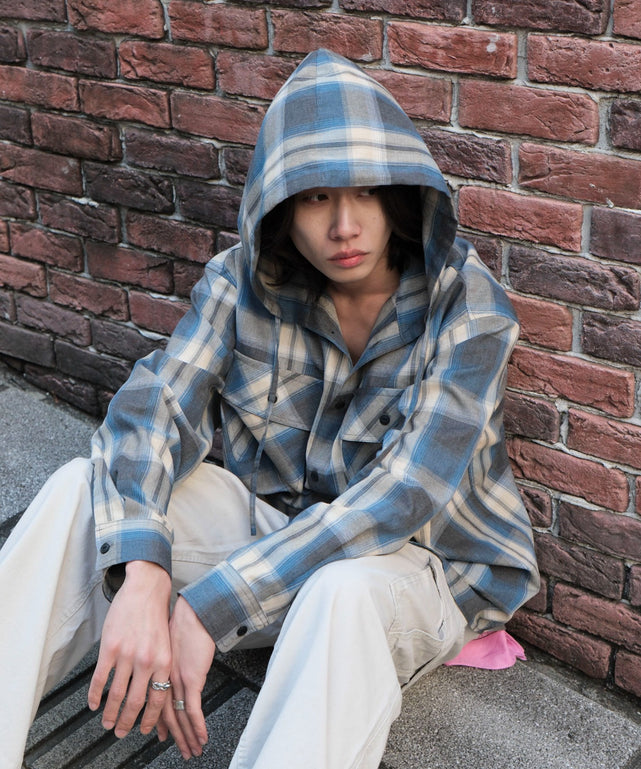 stone　フード付シャツ フード付シアーチェックSH|ems excite | RETRO GIRL ONLINE