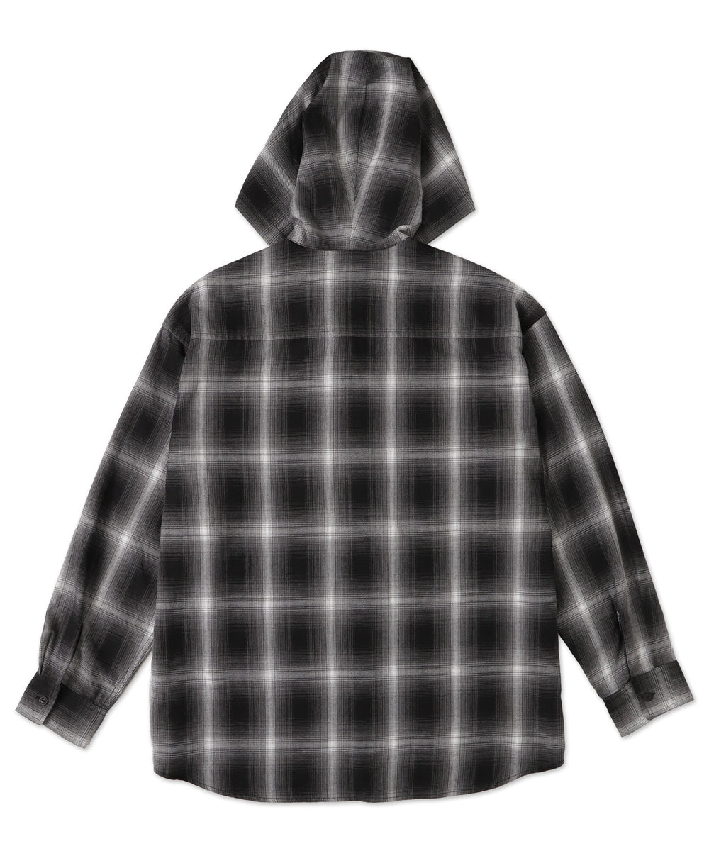 オンブレチェックフードシャツ（LS）