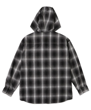 オンブレチェックフードシャツ（LS）