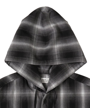 オンブレチェックフードシャツ（LS）