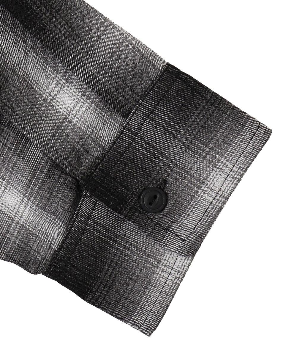 オンブレチェックフードシャツ（LS）