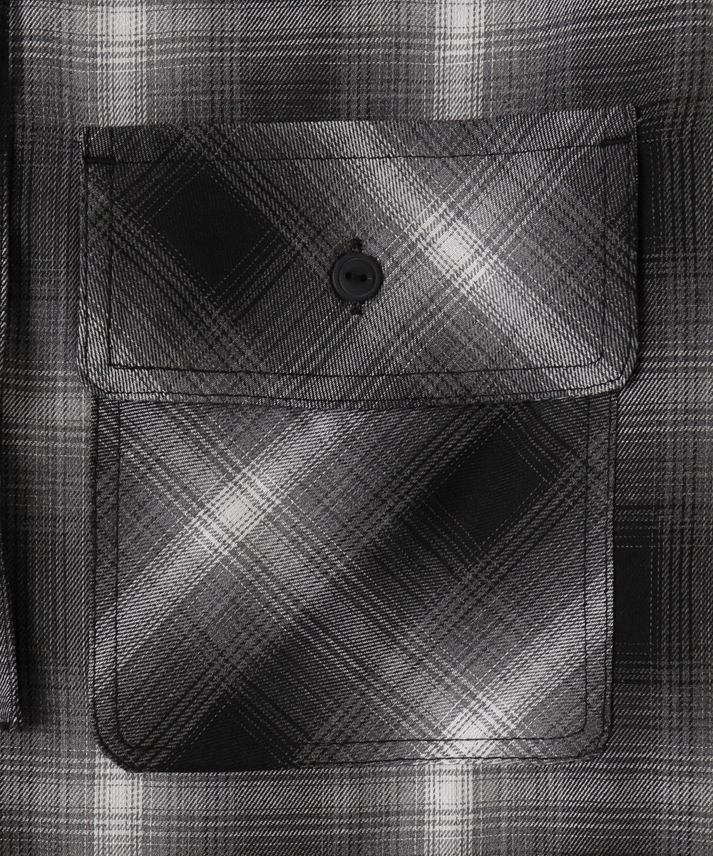 オンブレチェックフードシャツ（LS）