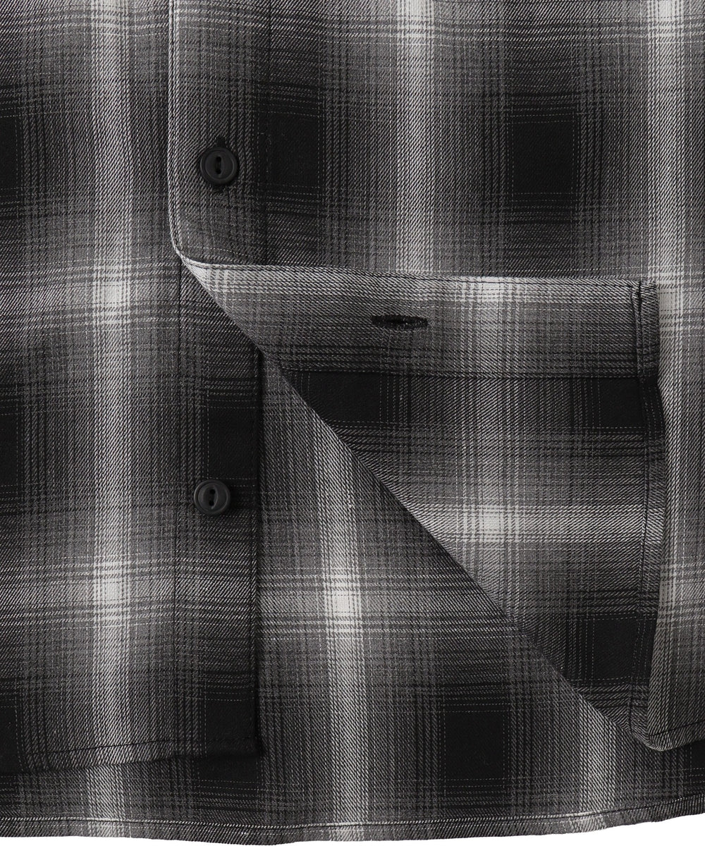 オンブレチェックフードシャツ（LS）