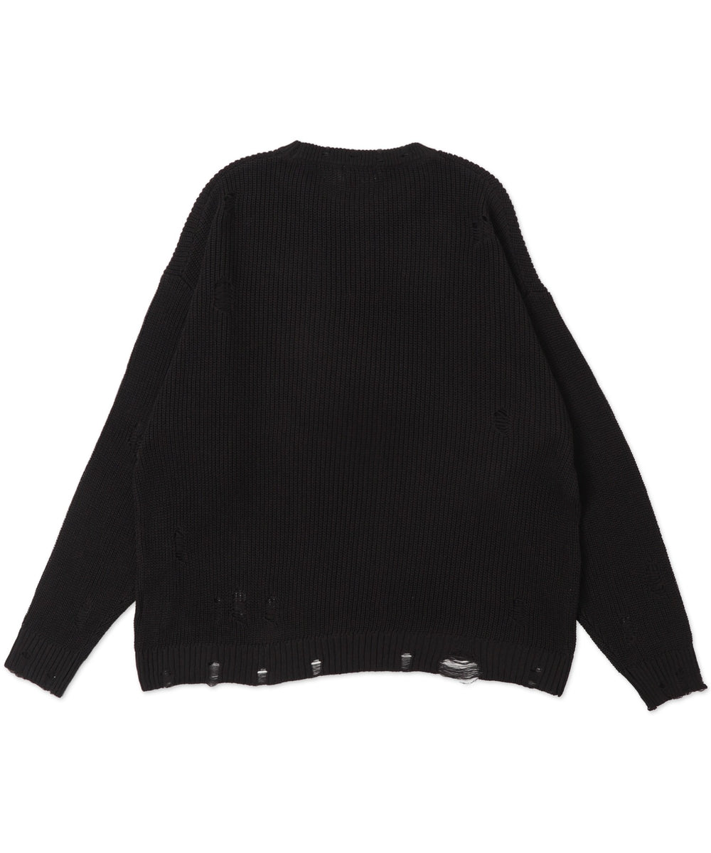 グラフィックダメージニットプルオーバー