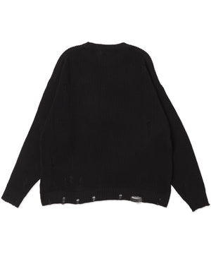 グラフィックダメージニットプルオーバー