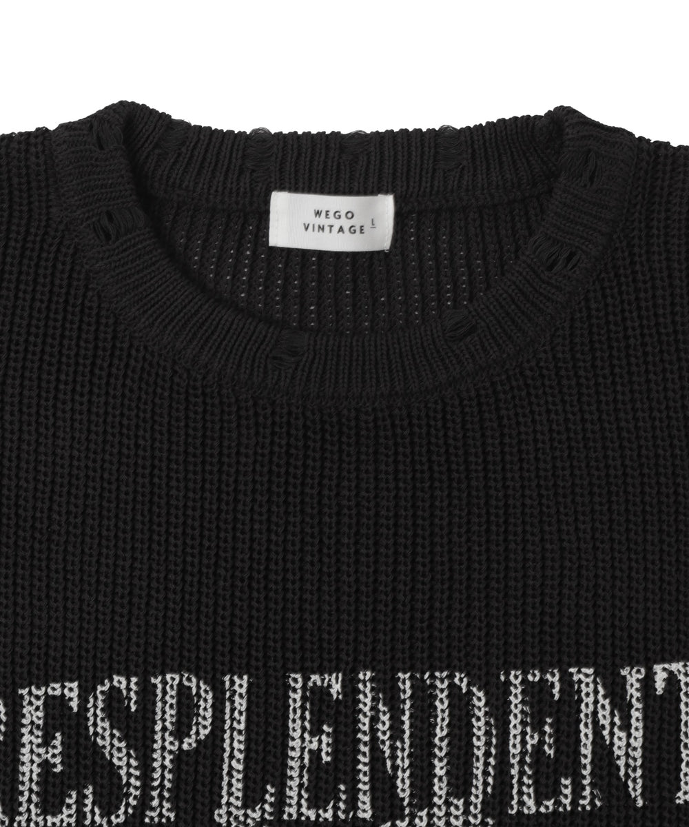 グラフィックダメージニットプルオーバー