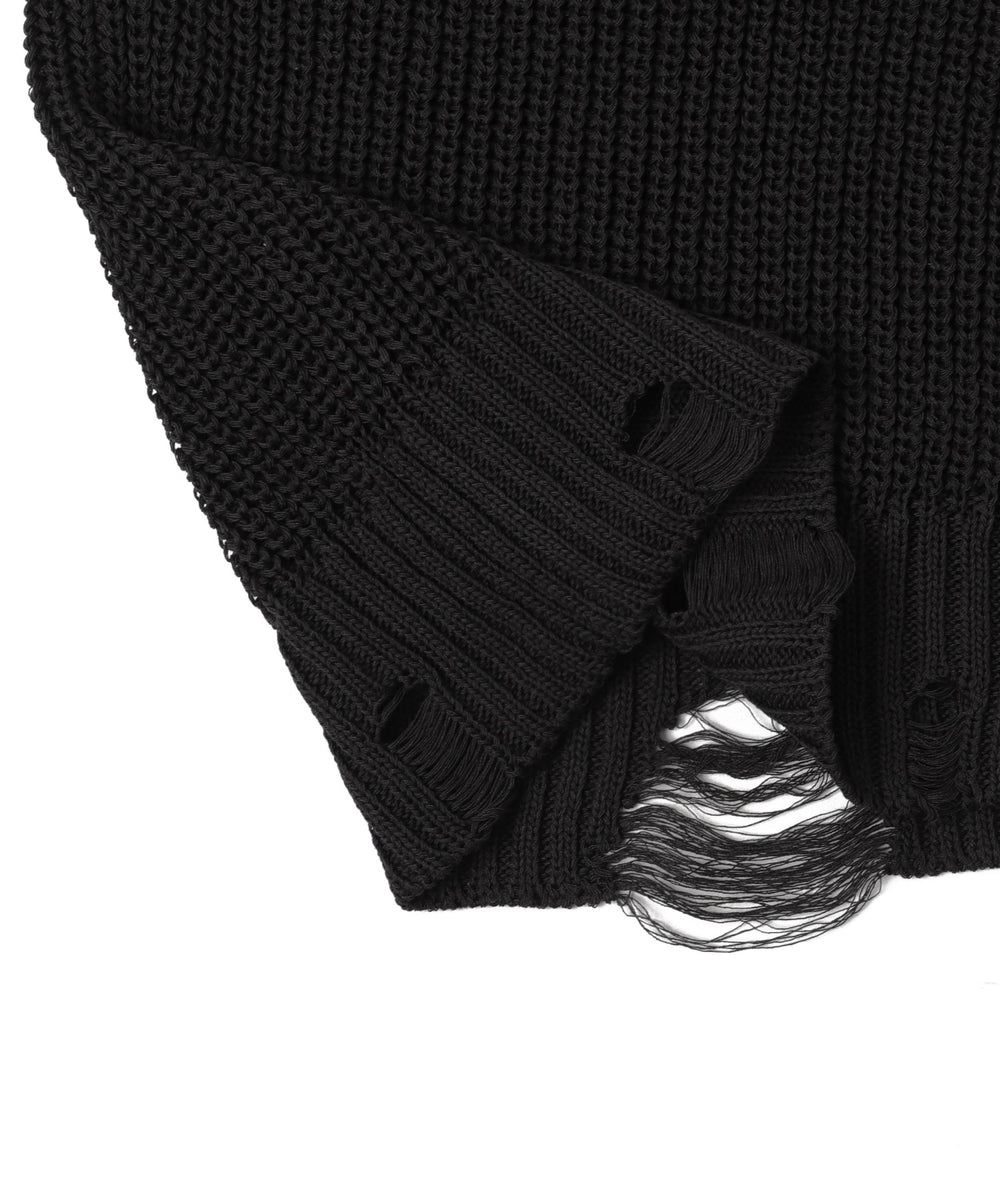 グラフィックダメージニットプルオーバー