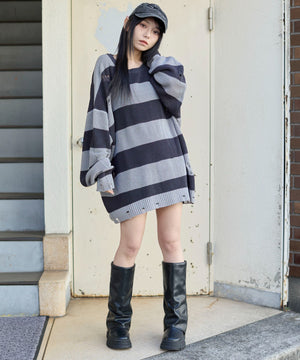グレーボーダー　モデル:159cm L着用