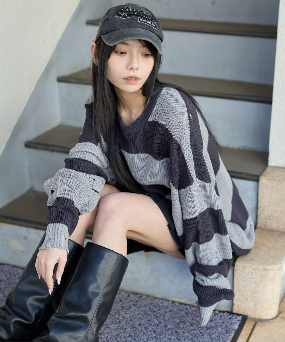 グレーボーダー　モデル:159cm L着用