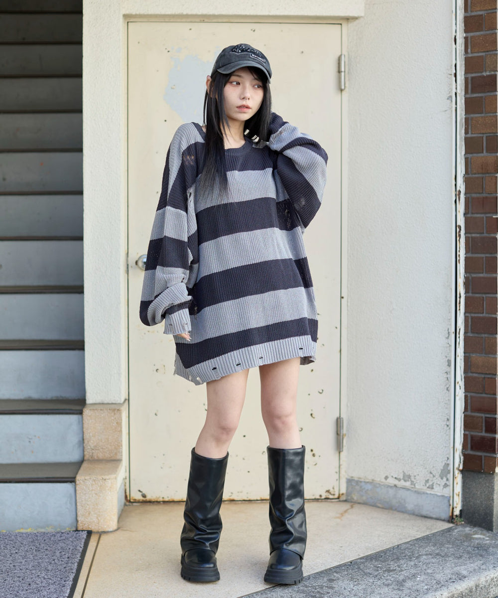 グレーボーダー　モデル:159cm L着用