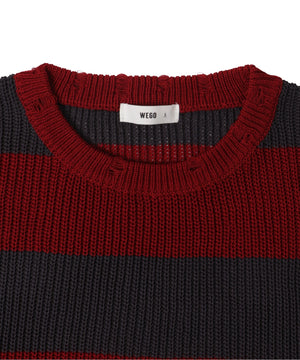 ボーダーダメージニットプルオーバー