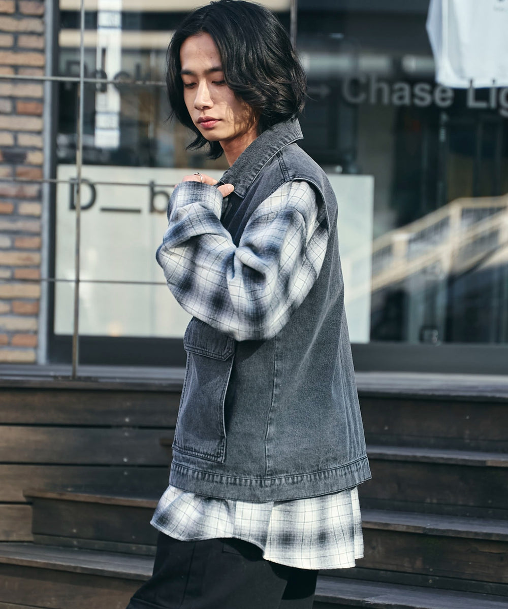 デニムブラックソノタ　モデル:175cm L着用