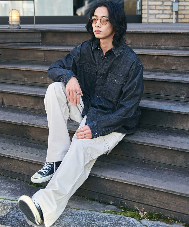 デニムブラックソノタ　モデル:175cm L着用