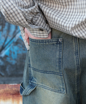 ダブルニーダメージデニムパンツ